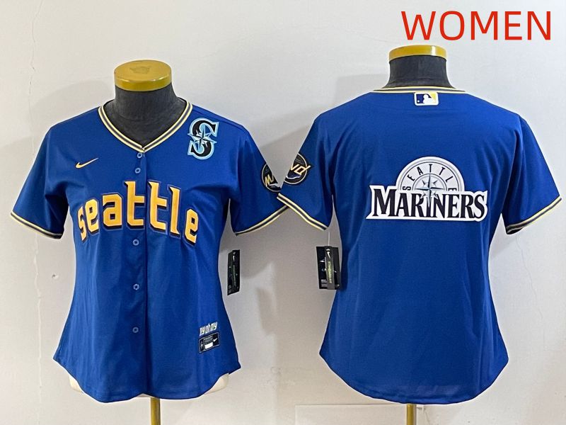 Women 2025 Seattle Mariners Blank Blue City Edition Nike MLB Jersey style 13